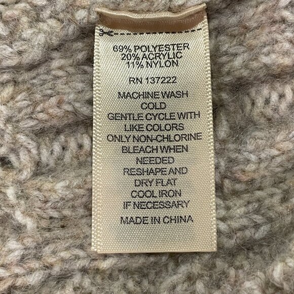 GREIGE NWT Cable Knit Whip Stitch Tweed Long Sleeve Pullover Sweater Tan L - Picture 8 of 8